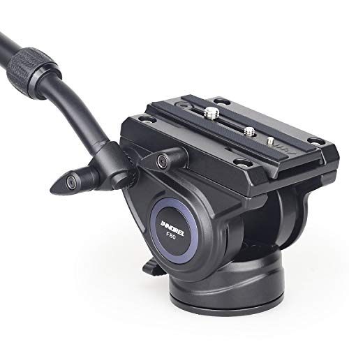 Innorel Heavy Duty Tripod Fluid Head- F80 Drag Pan Cameras Video Fluid Head With 1 4 And 3 8 In Screws Sliding Plate Cnc Professional Panoramic Max Load 26.5Lb 12Kg For Dslr Camcorders Shooting Film - Image 1