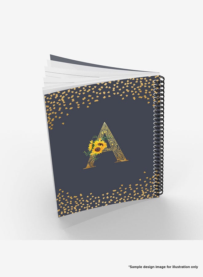 Designer A5 Spiral Notebook Memo Notepad Journal - Custom Monogram Initial Letter Mandala Floral Pattern Alphabet - O - Grey