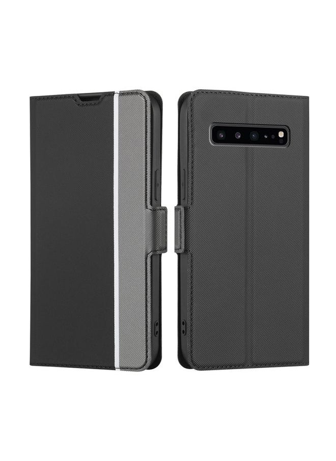 Generic - Case Cover For Samsung Galaxy S10 5G Twill Texture Side Button Leather Phone Case Black - Image 1