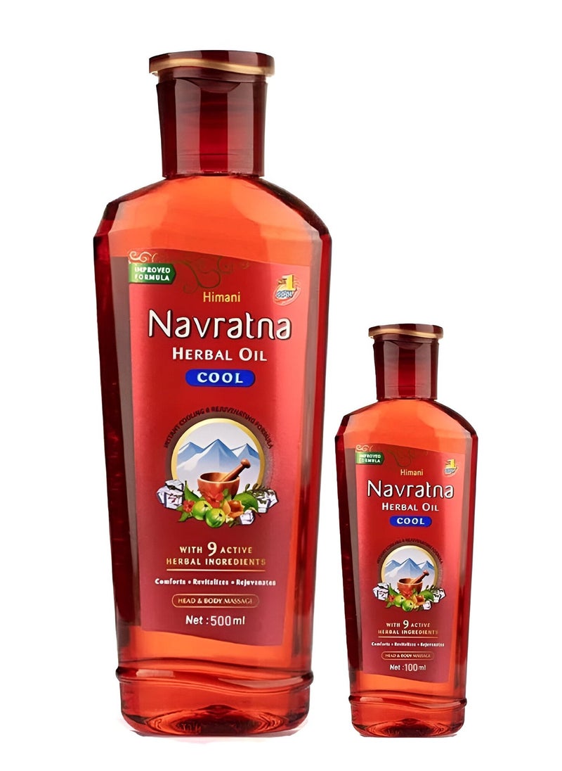 Navratna Head & body Massage Herbal Cool Oil 500+100 ml  - Image 3