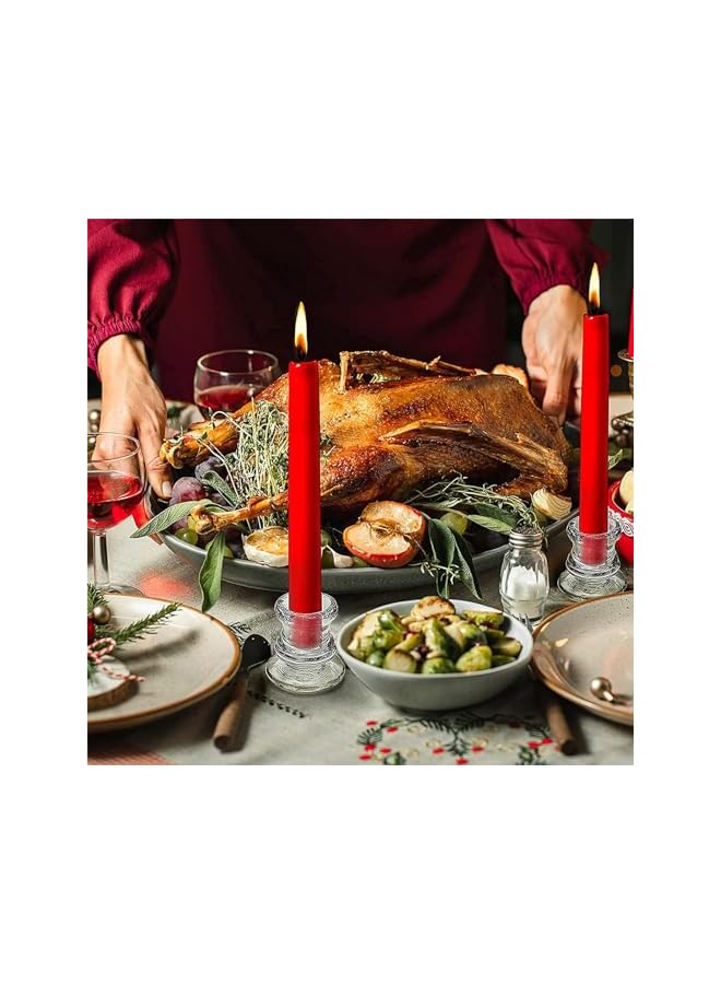 The Bros Glass Taper Candleholders - Clear Small Candlestick Holder Bulk, Set of 6 Clear Candleholders for Taper Candles Small Table, Glass Candlestick Holders, Thicker Glass Candle Sticks Set - Image 5