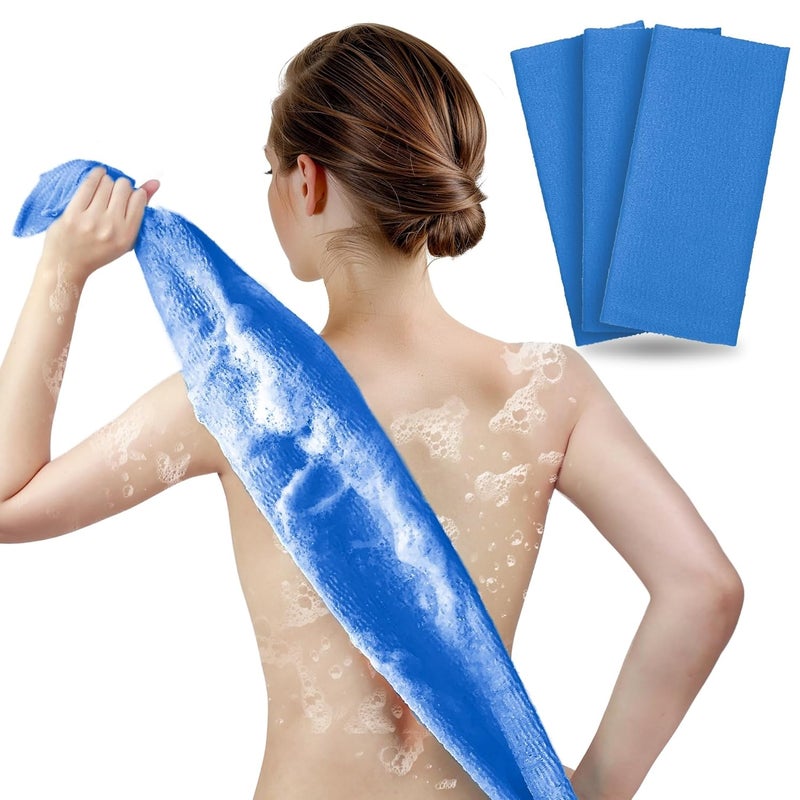ARCH&M Japanese Beauty Skin Cloth (3 Pack) | Exfoliating Towel & Korean Body Scrubber for a Spa-Like Experience at Home (Navy-Blue x 3) - Image 1