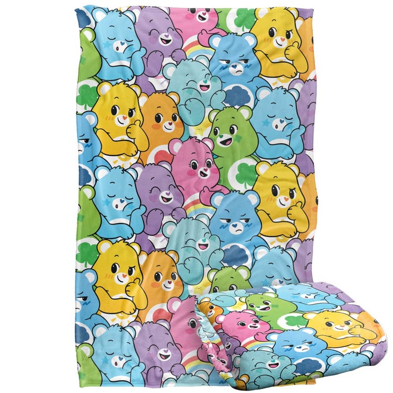 Care Bears Blanket 36 x 58 Very Many Bears Pattern Silky Touch Super Soft Throw Blanket