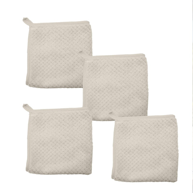 HOUSSE Microfiber Vogue Coral Fleece Bathing Towels | 360 GSM | Super Soft| Quick Absorbent | Lightweight & with Hanging Hook | for Versatile Usage | for Women & Men (Beige, 30x30 FACE Towel) - Image 1