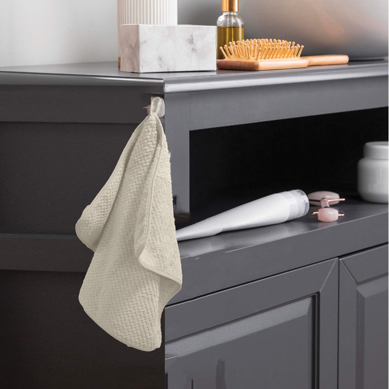 HOUSSE Microfiber Vogue Coral Fleece Bathing Towels | 360 GSM | Super Soft| Quick Absorbent | Lightweight & with Hanging Hook | for Versatile Usage | for Women & Men (Beige, 30x30 FACE Towel) - Image 4