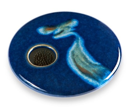 Georgetown Pottery Round Ikebana Flower Vase, Blue Wave - Image 2