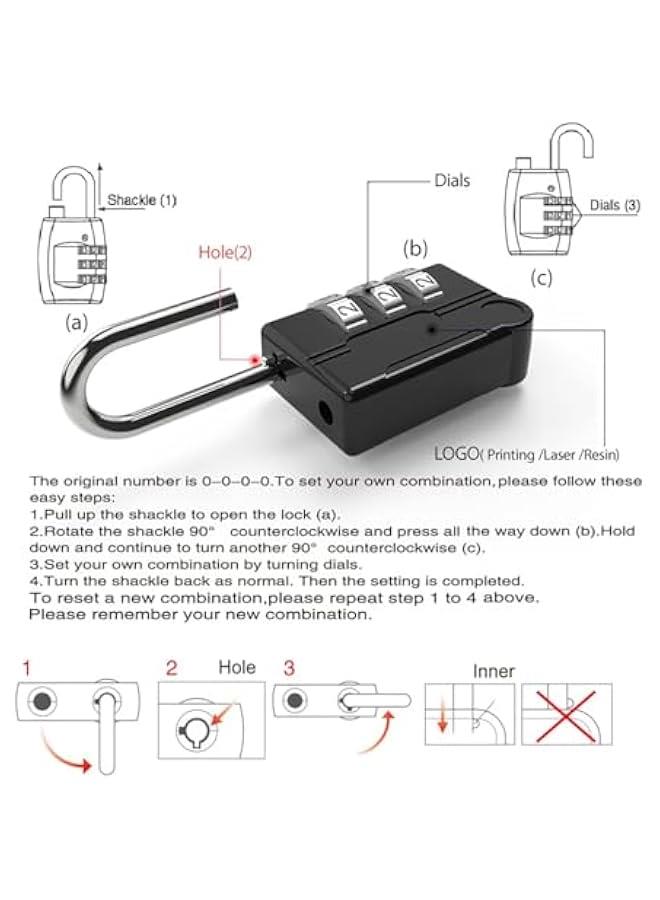 بي دبليو اس جاي قفل كلمة مرور م جودتول قال لإعادة الضط، قفل خزاة كلمة مرور، أرعة أقفال متعددة الأغراض مضادة للسرقة للأمتعة وصاديق الأدوات وشط الظر والخزائ وغيرا م الاستخدامات - Image 4