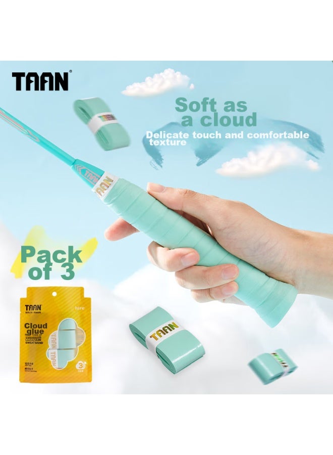 Taan Badminton Grip Tape, Flat Micro-adhesive, Sweat-absorbing, Breathable, Cloud-like Grip Tape, H19 Ti Lan, Three-pack - Image 1