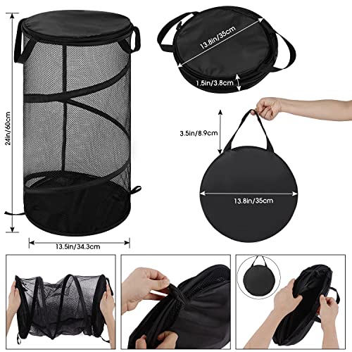 BATTOO Large Collapsible Laundry Basket with Lid Foldable Mesh Pop Up Hamper with Handles for Laundry Room, Bathroom, Kids Room, College Dorm, Travel, Storage Organizer Black - Image 2
