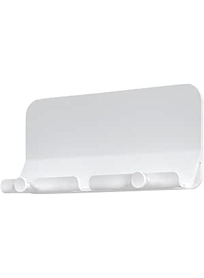 White Wall Mount Phone Holder with Hook Adhesive Stand for Bedroom Shower Room - Image 1
