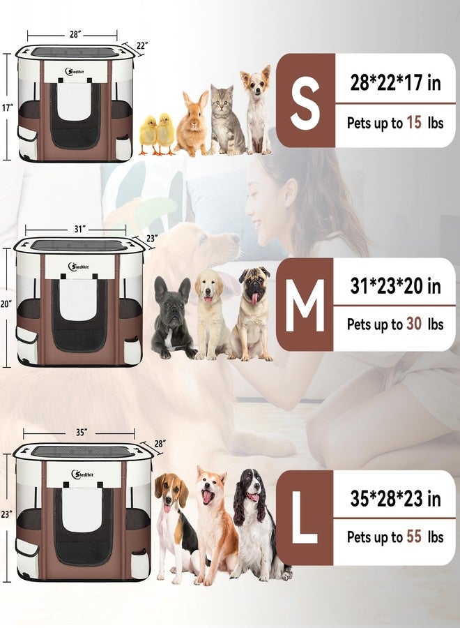 Siedihit Dog Playpen,Cat Pet Puppy Pen,Portable Playpens for Dogs Indoor Outdoor Travel Camping Use,Foldable Dog Kennel Tent Crate for Rabbit Small Animals with Carrying Case (Brown, Small) - Image 2