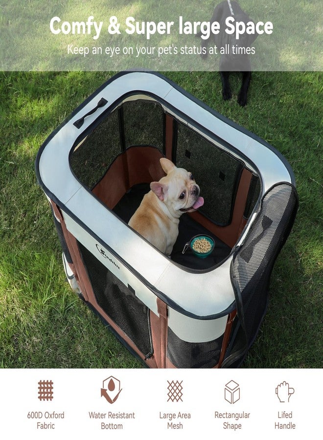 Siedihit Dog Playpen,Cat Pet Puppy Pen,Portable Playpens for Dogs Indoor Outdoor Travel Camping Use,Foldable Dog Kennel Tent Crate for Rabbit Small Animals with Carrying Case (Brown, Small) - Image 5