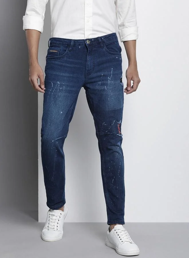 The Indian Garage Co Men Carrot Fit Distressed Jeans