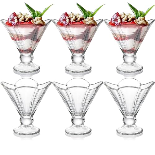 bellemax 300 ML Ice Cream Glasses Cups Dishes for Desserts, Milkshake,Fruit and Pudding Glass Serving Bowls, Perfect for Home, Restaurants and Parties Dishwasher Safe (Set of 6) (BM-09) - Image 1