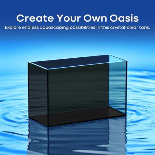 Wonderfactory 10 Gallon Glass Fish Tank, Aquarium Fish Bowl Cube for Betta Goldfish Snails Shrimp Aquatic Planting, Easy to Maintain Ultra Clear Rimless Dark Background Low Iron - Image 5