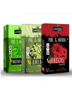 Luxura Sciences Natural Hair Care Set 200 Grams*3 (Healthy Hair Regular Set (Neem + Amla + Hibiscus))  - Image 2