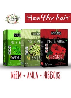 Luxura Sciences Natural Hair Care Set 200 Grams*3 (Healthy Hair Regular Set (Neem + Amla + Hibiscus))  - Image 3
