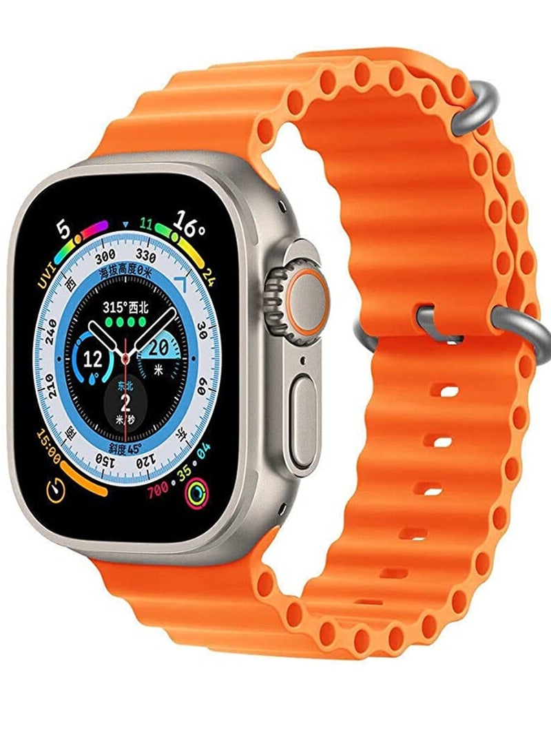 ZOOMEE - Silicon Watch Band Strap for Apple Watch Ultra 49mm/45mm/44mm/42mm Ocean Orange - Image 1