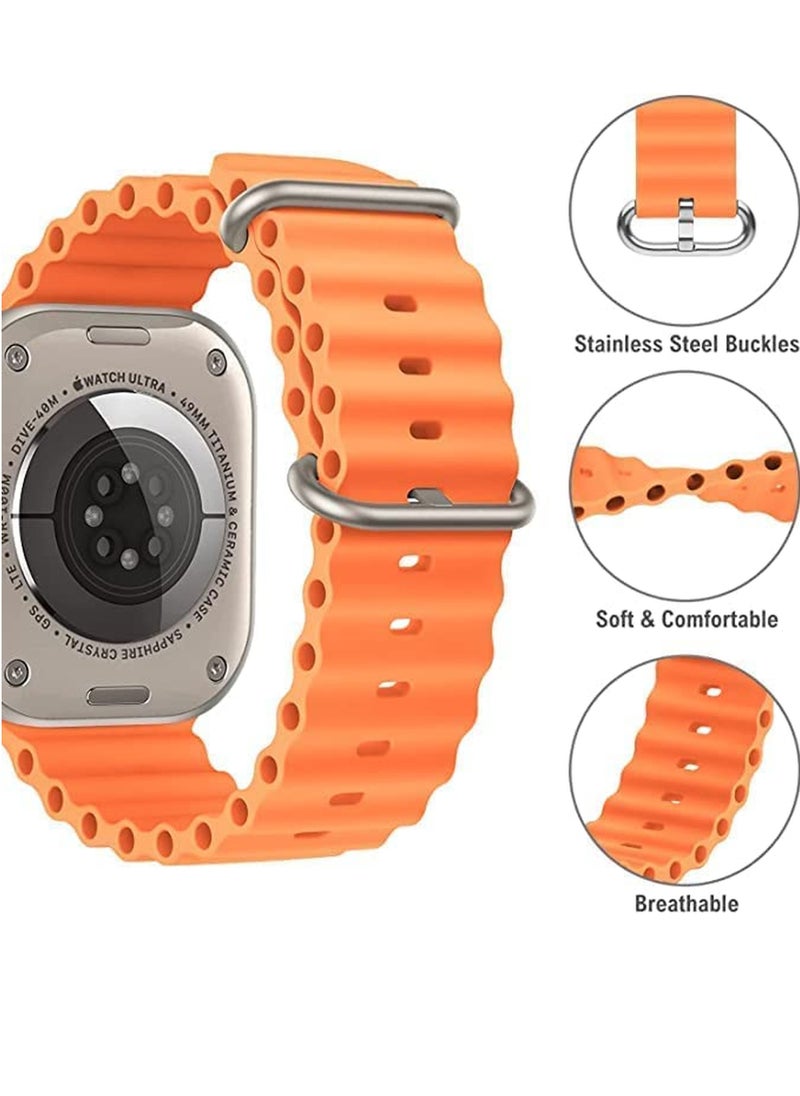 ZOOMEE - Silicon Watch Band Strap for Apple Watch Ultra 49mm/45mm/44mm/42mm Ocean Orange - Image 1