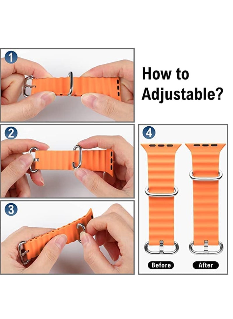 ZOOMEE - Silicon Watch Band Strap for Apple Watch Ultra 49mm/45mm/44mm/42mm Ocean Orange - Image 1