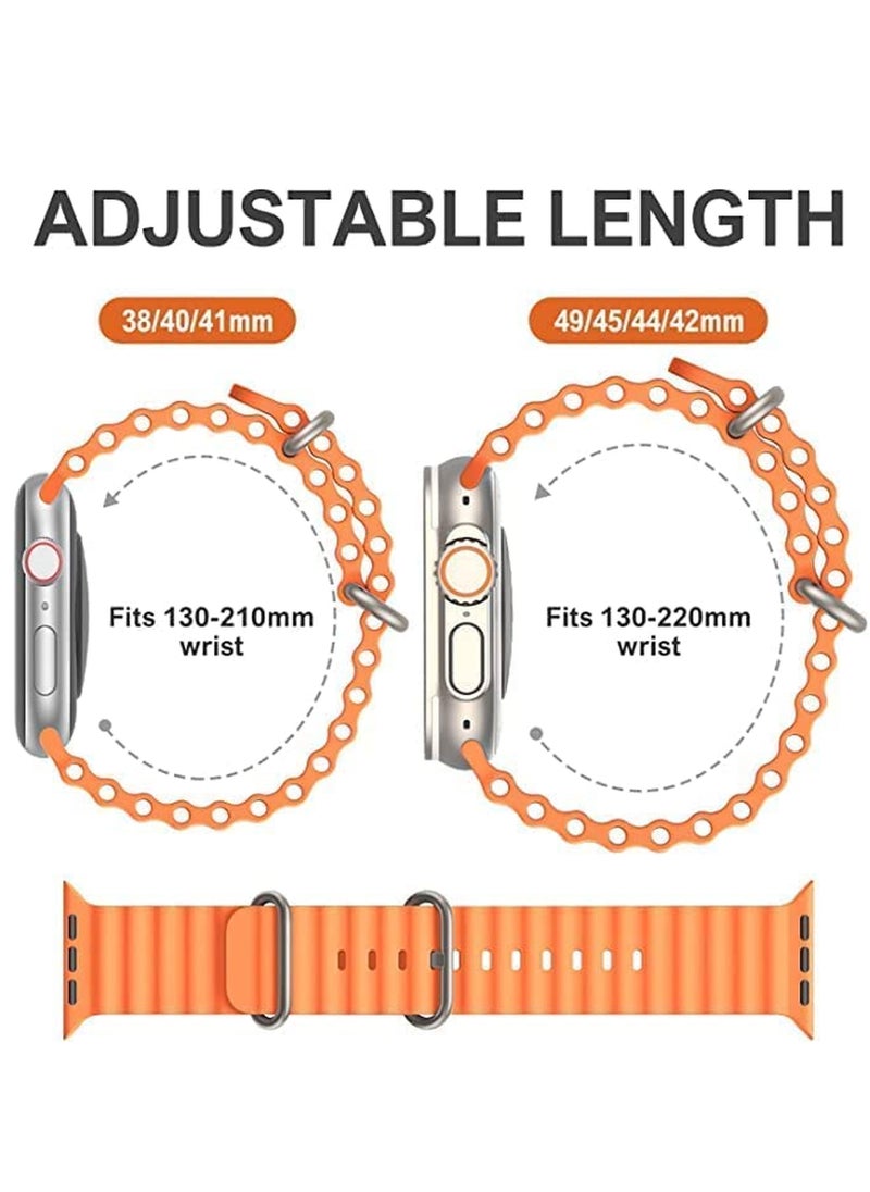 ZOOMEE - Silicon Watch Band Strap for Apple Watch Ultra 49mm/45mm/44mm/42mm Ocean Orange - Image 1