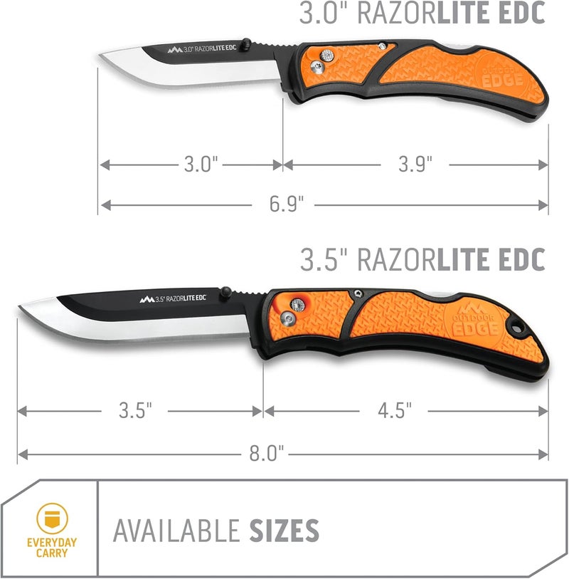 Outdoor Edge سكين RazorLite EDC بحجم 3.5 بوصة. سكين جيب بشفرات قابلة للاستبدال ومشبك. الشفرة المثالية لصيد الغزلان. - Image 3