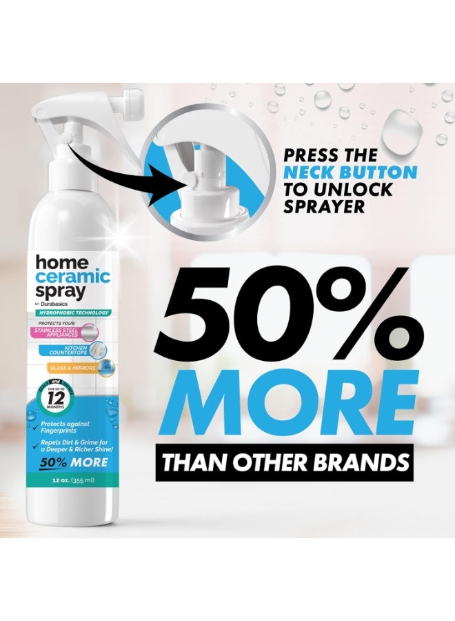 Durabasics [12 Oz] Home Ceramic Coating Spray Kit - Shine, Seal & Protect Kitchen & Bath Surfaces - High Shine - Repels Stains & Grime Effortlessly - Use on Stainless Steel, Sinks, Countertops, Glass & More - Image 2