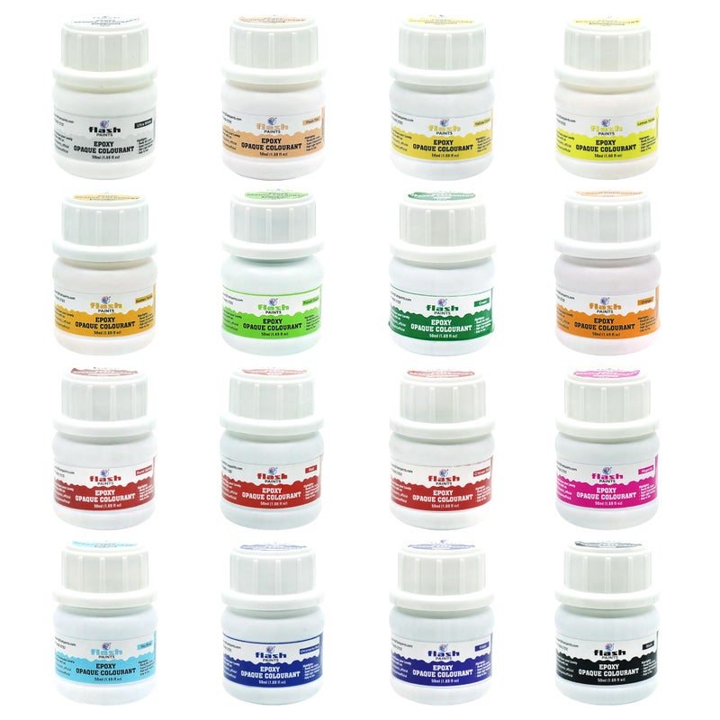 Flash Epoxy Opaque Resin Concentrated Pigment Paste 16 Shades for Epoxy Resin Art - 50ml each (New Packaging) - Image 1