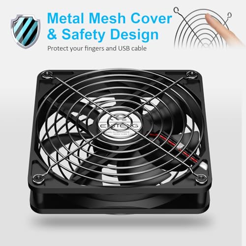 ELUTENG Dual 120mm USB Fan with 3 Speeds 5V Ventilator Fan Portable Cooling Fan Rechargeable Compatible for Laptop Receiver DVR Playstation Xbox Desk Computer Cabinet Cooling - Image 5