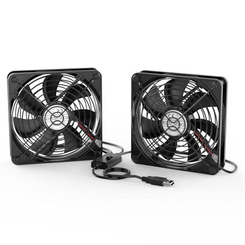 ELUTENG Dual 120mm USB Fan with 3 Speeds 5V Ventilator Fan Portable Cooling Fan Rechargeable Compatible for Laptop Receiver DVR Playstation Xbox Desk Computer Cabinet Cooling - Image 1