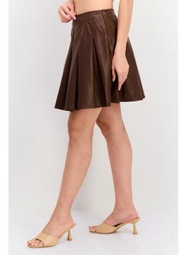 Threadbare Women Plain Mini Skirt, Brown  - Image 2