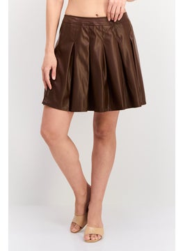 Threadbare Women Plain Mini Skirt, Brown  - Image 1