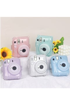 Generic Transparent Glitter Crystal Case for Fujifilm Instax Mini 12 Camera Adjustable PC Camera Protective Case with Upgraded Films Pocket Pouch for Storing Photos (Purple)  - Image 4