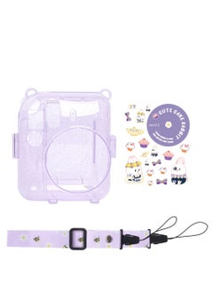 Generic Transparent Glitter Crystal Case for Fujifilm Instax Mini 12 Camera Adjustable PC Camera Protective Case with Upgraded Films Pocket Pouch for Storing Photos (Purple)  - Image 1
