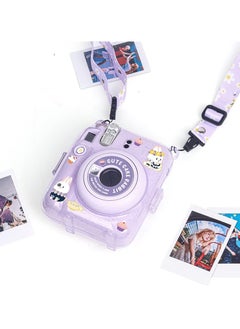 Generic Transparent Glitter Crystal Case for Fujifilm Instax Mini 12 Camera Adjustable PC Camera Protective Case with Upgraded Films Pocket Pouch for Storing Photos (Purple)  - Image 3