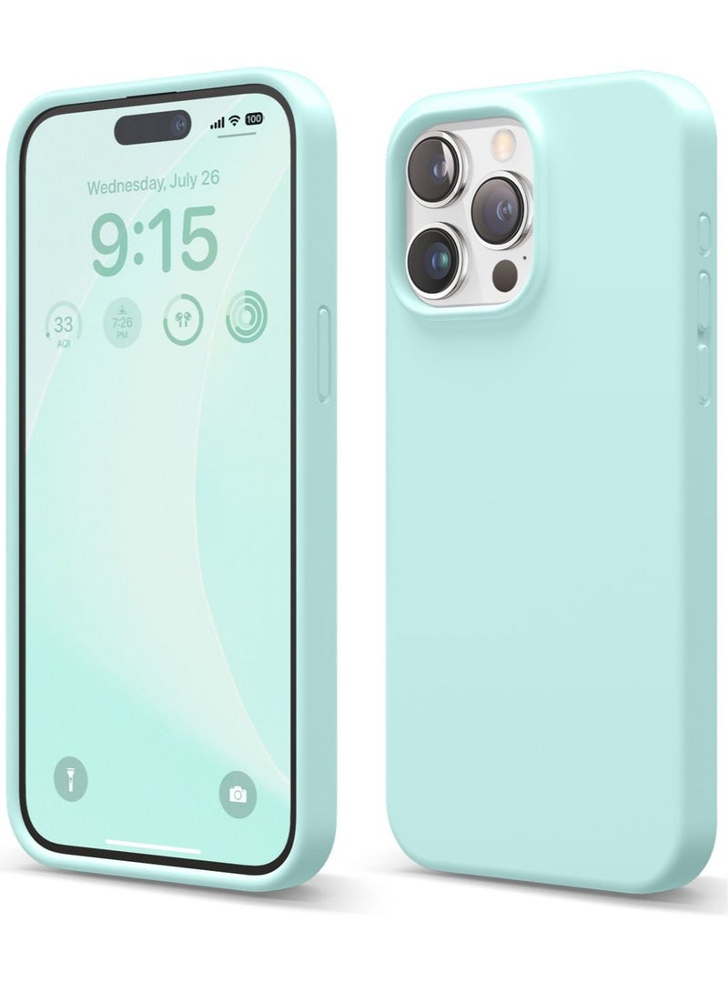 Elago Liquid Silicone for iPhone 15 Pro MAX Case Cover Full Body Protection, Shockproof, Slim, Anti-Scratch Soft Microfiber Lining - Aqua Sky - Image 1