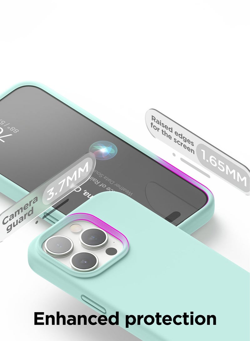 Elago Liquid Silicone for iPhone 15 Pro MAX Case Cover Full Body Protection, Shockproof, Slim, Anti-Scratch Soft Microfiber Lining - Aqua Sky - Image 5