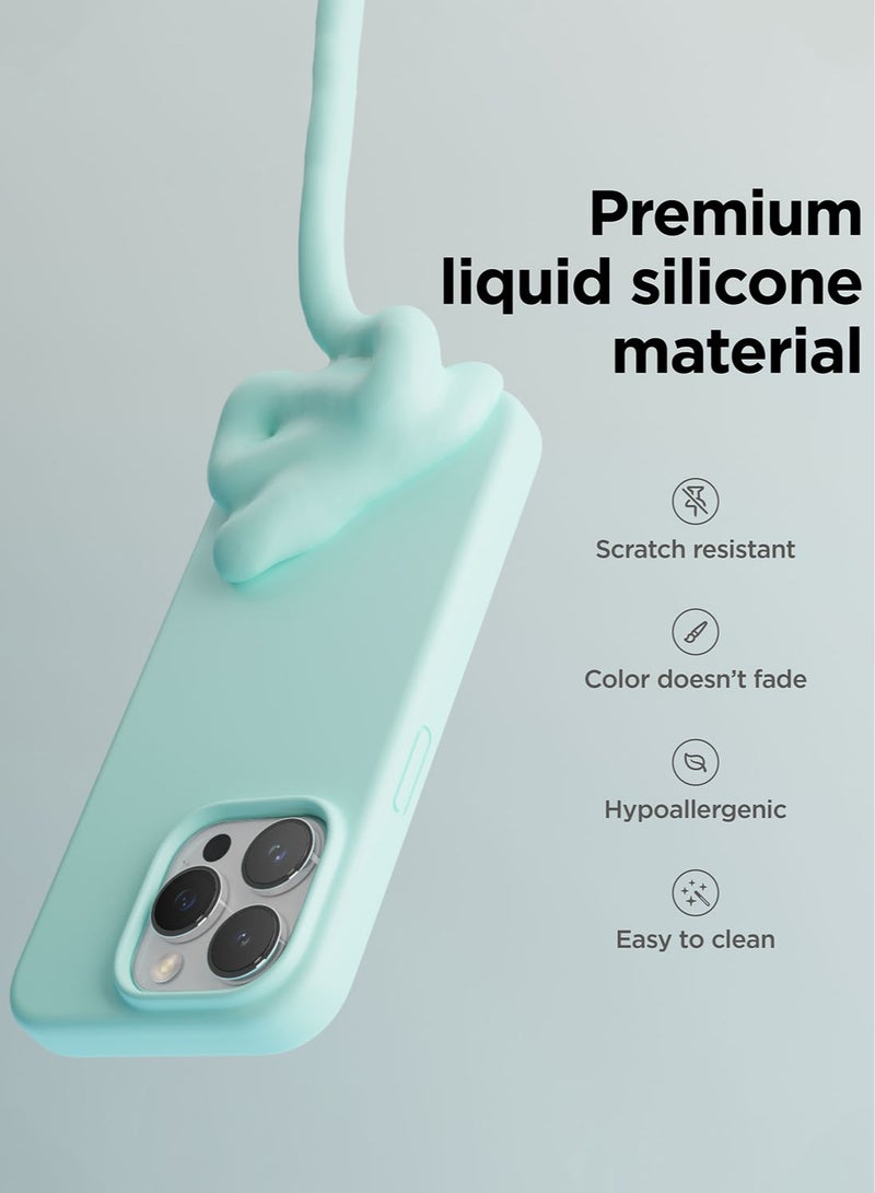 Elago Liquid Silicone for iPhone 15 Pro MAX Case Cover Full Body Protection, Shockproof, Slim, Anti-Scratch Soft Microfiber Lining - Aqua Sky - Image 3