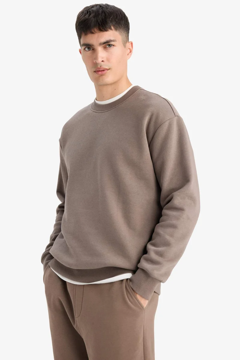 Defacto  Relax Fit Crew Neck Thick Fabric Sweatshirt for Men | Best Price UAE