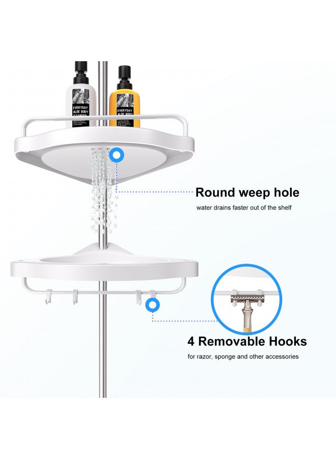 HAMITOR Corner Shower Caddy Tension Pole: Adjustable Stainless Steel Shower Organizer with 4 Tier Shelf for Bathroom Bathtub Tub Shampoo - Floor Standing Rack Bath Storage Holder with Rust Proof Rods - Image 1