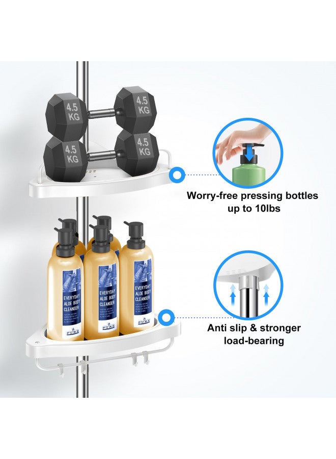 HAMITOR Corner Shower Caddy Tension Pole: Adjustable Stainless Steel Shower Organizer with 4 Tier Shelf for Bathroom Bathtub Tub Shampoo - Floor Standing Rack Bath Storage Holder with Rust Proof Rods - Image 2