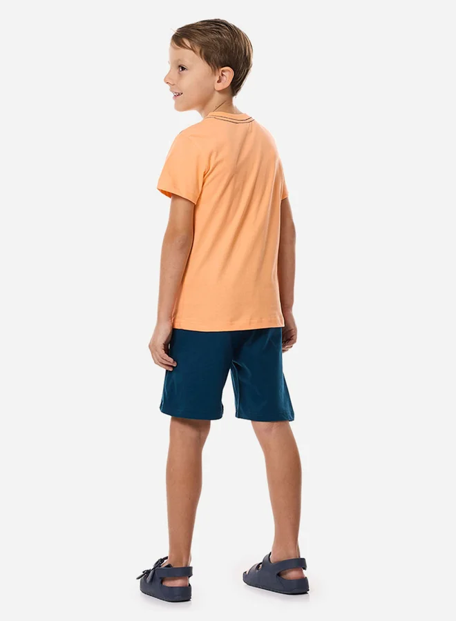 فكتور اند جين Victor and Jane Road To Coast Graphic Print T-Shirt and Drawstring Shorts Set