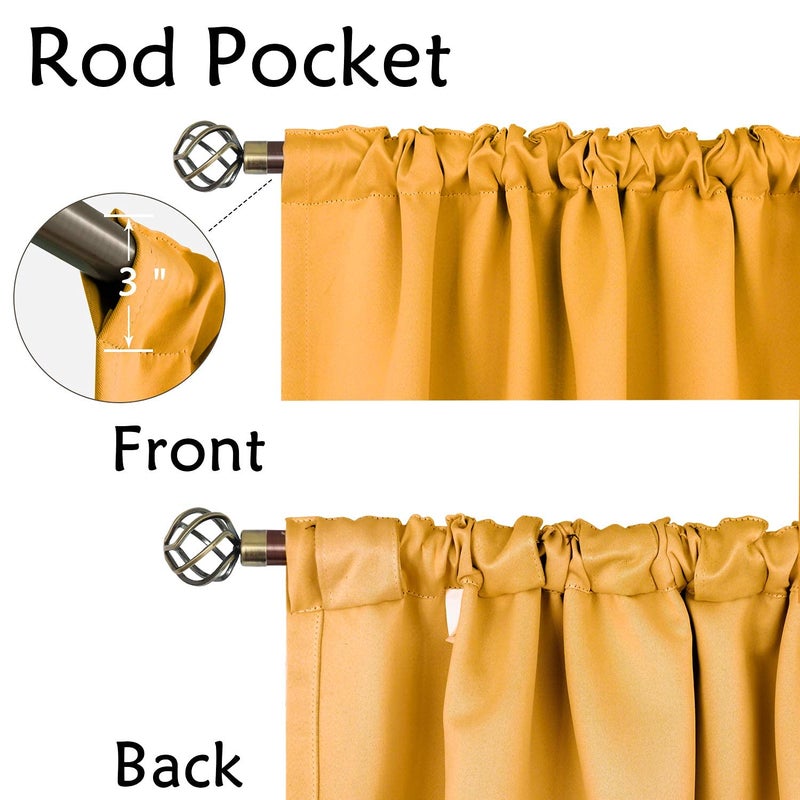 BGment Rod Pocket and Back Tab Blackout Curtains for Bedroom - Thermal Insulated Room Darkening Curtains for Living Room  2 Window Curtain Panels (52 x 72 Inch  Mustard Yellow) - Image 2