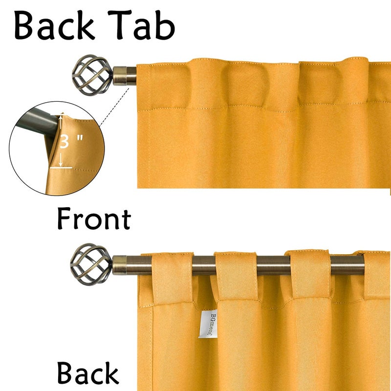 BGment Rod Pocket and Back Tab Blackout Curtains for Bedroom - Thermal Insulated Room Darkening Curtains for Living Room  2 Window Curtain Panels (52 x 72 Inch  Mustard Yellow) - Image 3