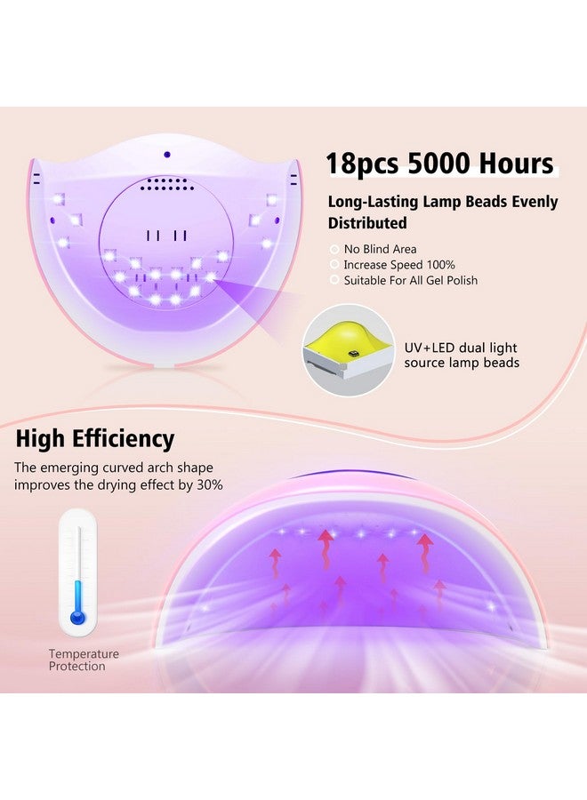 LadyMisty LadyMisty 72W UV LED Nail Lamp Light Dryer for Nails Gel Polish with 18 Beads 3 Timer Setting & LCD Touch Display Screen, Auto Sensor, Professional Nails, Pink…… - Image 1