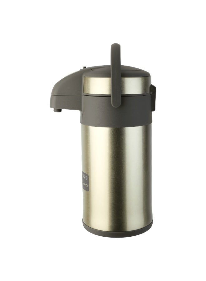 شاها ترمس ضيافة كبير 4 لتر، عزل مزدوج ستانلس ستيل، آلية ضغط علوية – ذهبي - Image 3