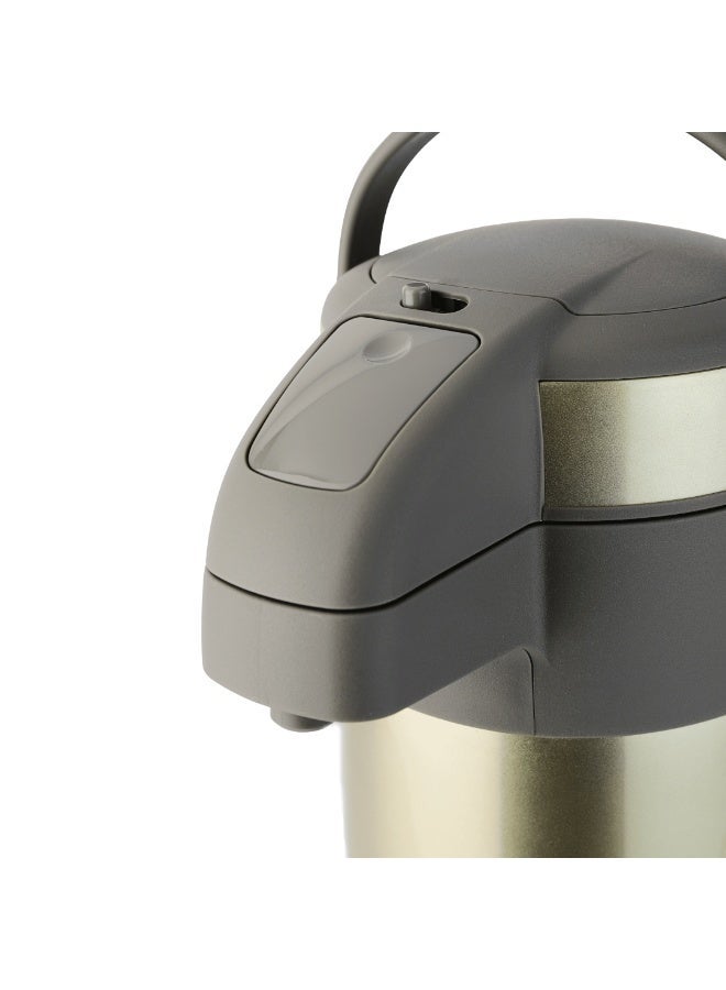 شاها ترمس ضيافة كبير 4 لتر، عزل مزدوج ستانلس ستيل، آلية ضغط علوية – ذهبي - Image 2