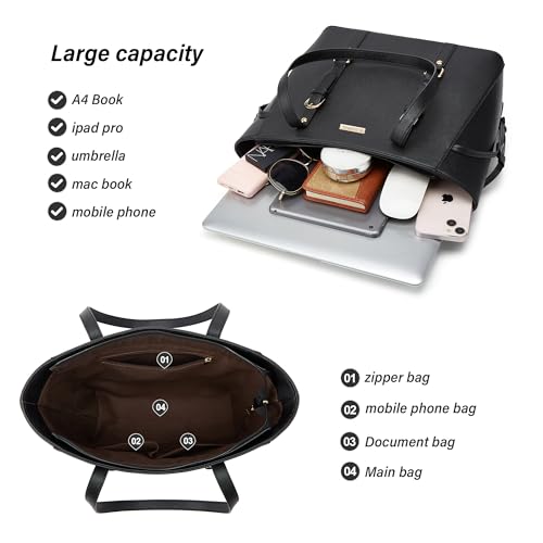 Lovematch Women Fashion Synthetic Leather Handbags Tote Bag Shoulder Bag Top Handle Satchel Purse Set 3pcs - Image 3