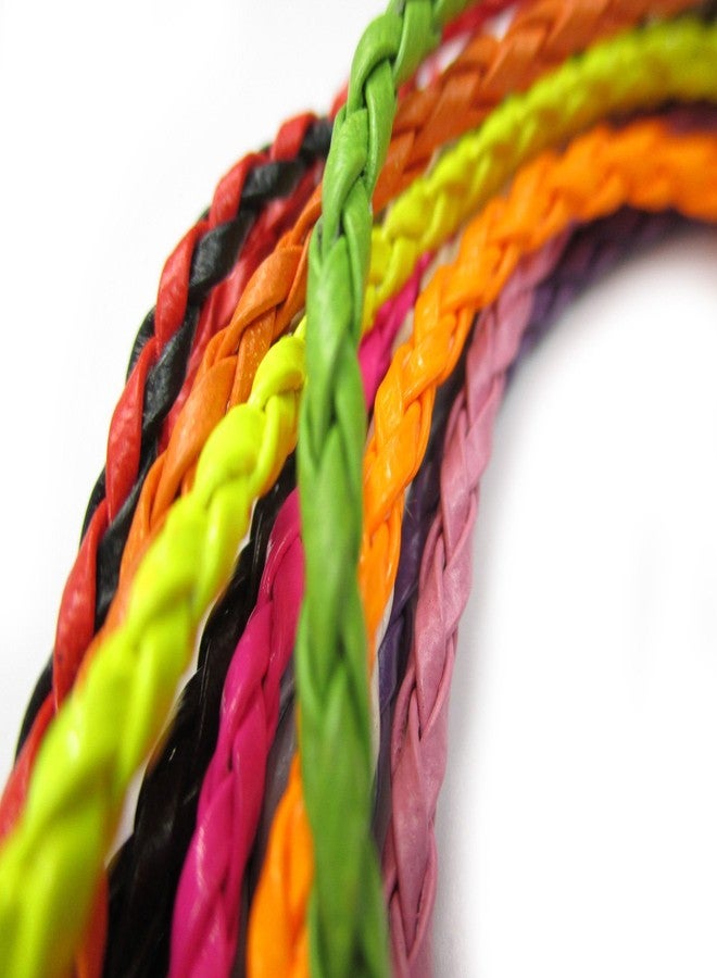 ALL in ONE Mixed Color Braided Leather Cord Plaited Rope Bracelet with Lobster Clasp Extended Chain 7" (Mix 10PCS Bracelet) - Image 2