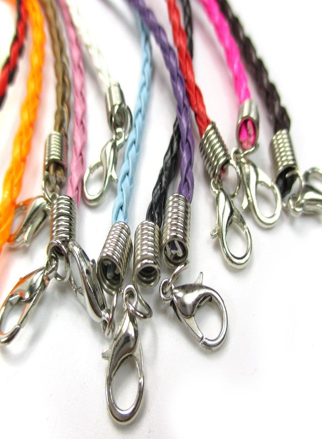 ALL in ONE Mixed Color Braided Leather Cord Plaited Rope Bracelet with Lobster Clasp Extended Chain 7" (Mix 10PCS Bracelet) - Image 5